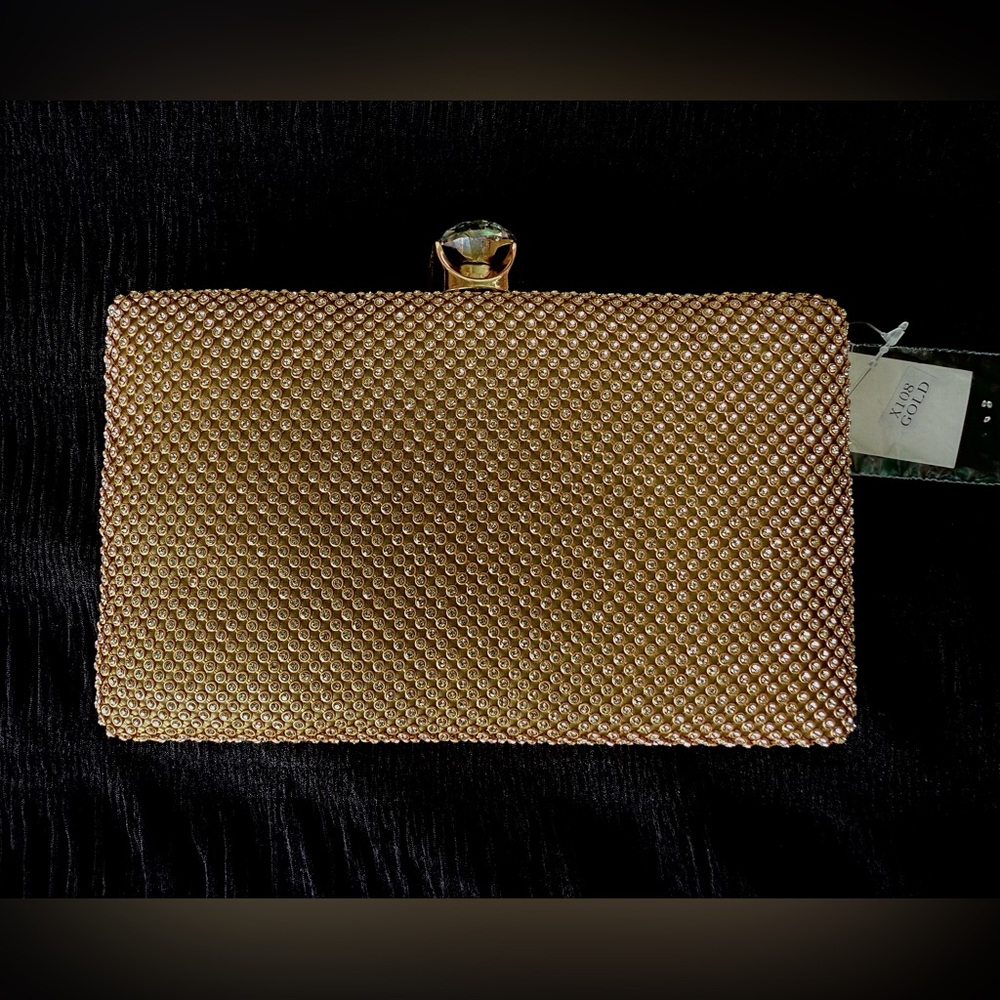 NWT Gold Evening Clutch with Rhinestones
